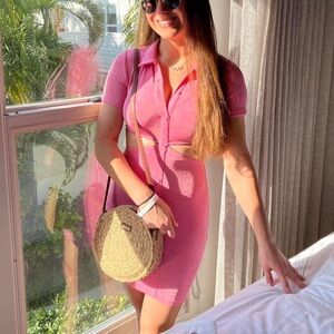 graffiti boutique pink cut out dress